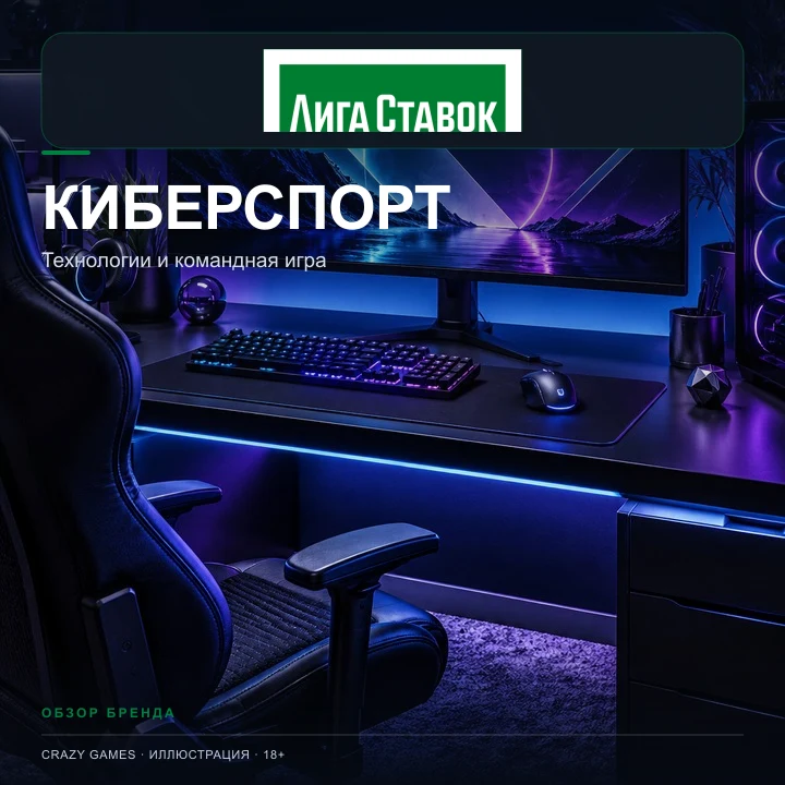 Киберспорт в Лига Ставок: CS2, Dota 2 и другие дисциплины. Иллюстрация.