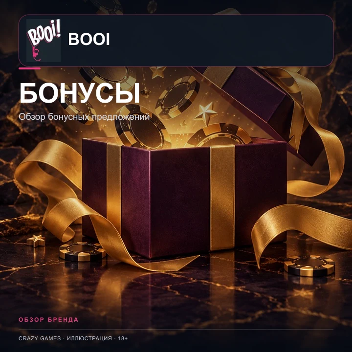Приветственное предложение Booi. Перед активацией проверьте вейджер и максимальную ставку.
