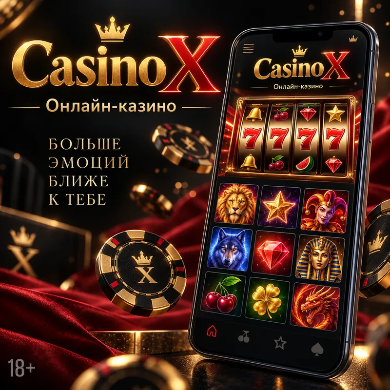 Промо-баннер Casino X. Иллюстрация, не снимок сайта.