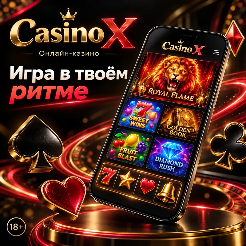 Промо-баннер Casino X. Иллюстрация, не снимок сайта.