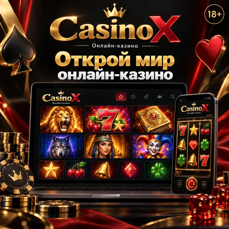 Промо-баннер Casino X. Иллюстрация, не снимок сайта.
