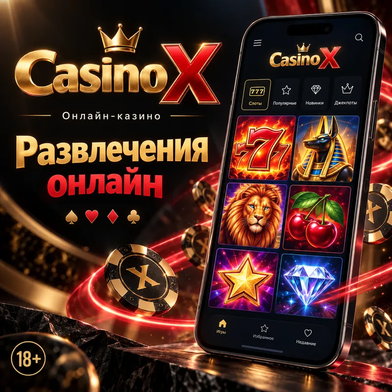 Промо-баннер Casino X. Иллюстрация, не снимок сайта.