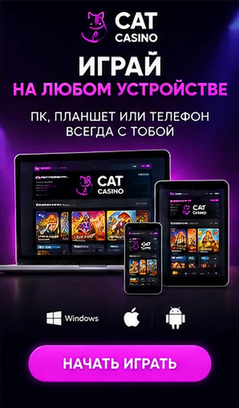 Cat Casino на телефоне: работает в браузере, приложение не обязательно.