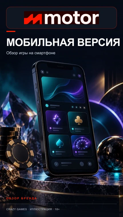 Motor Casino на телефоне: работает в браузере, приложение не обязательно.
