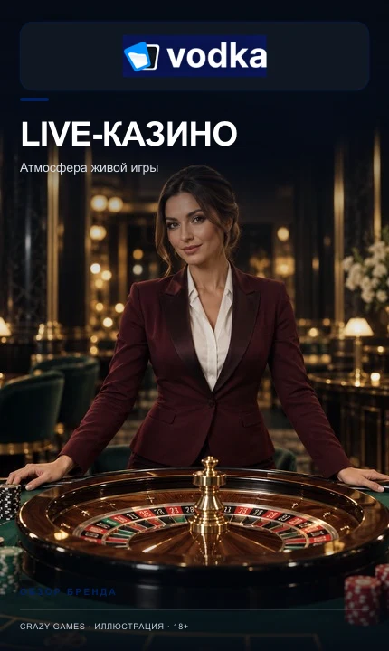 Live-казино Vodka: столы с живыми дилерами.